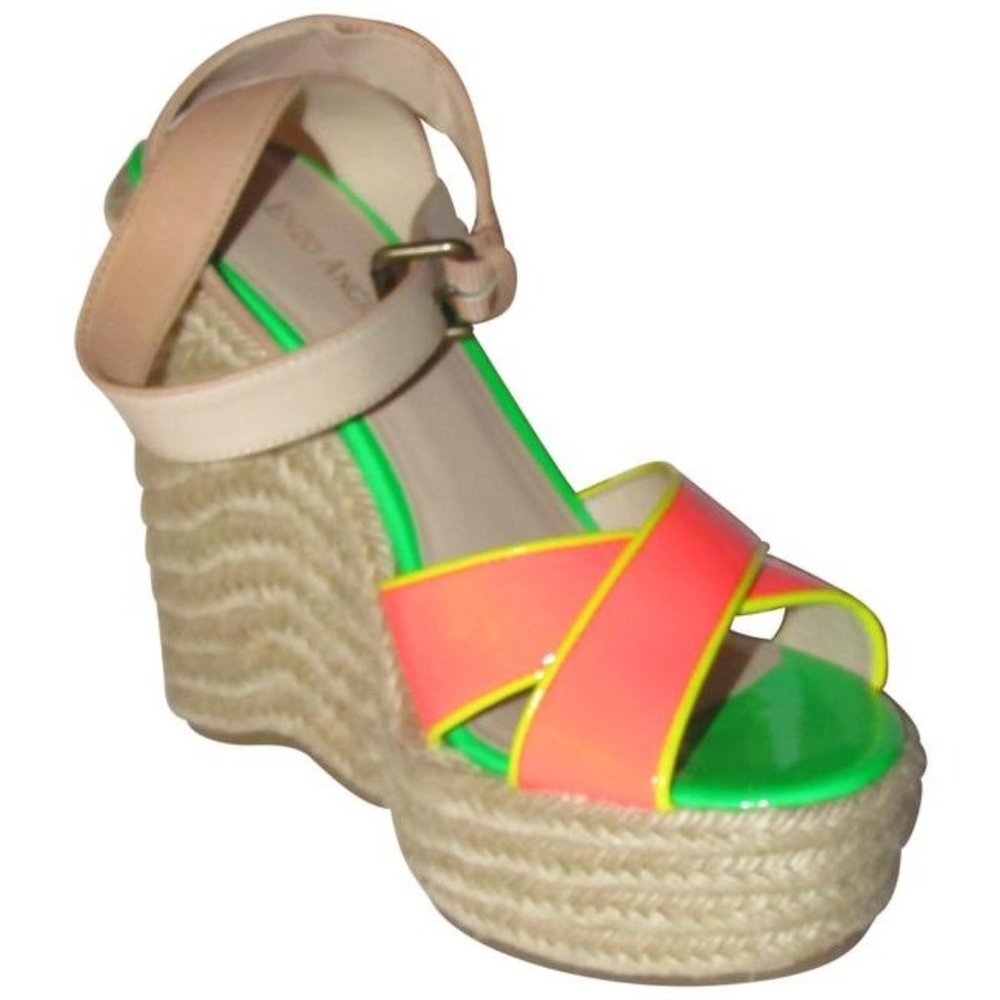 Enzo Angiolini Pink Yellow Green and Taupe Leather